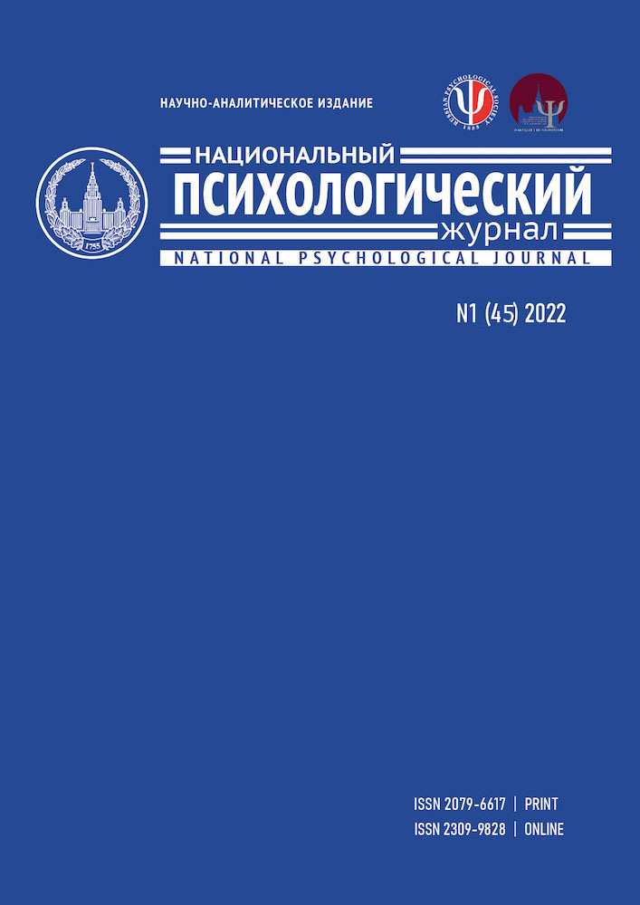 National Psychological Journal, Moscow: Lomonosov Moscow State University, 2022, 1, 94 p.